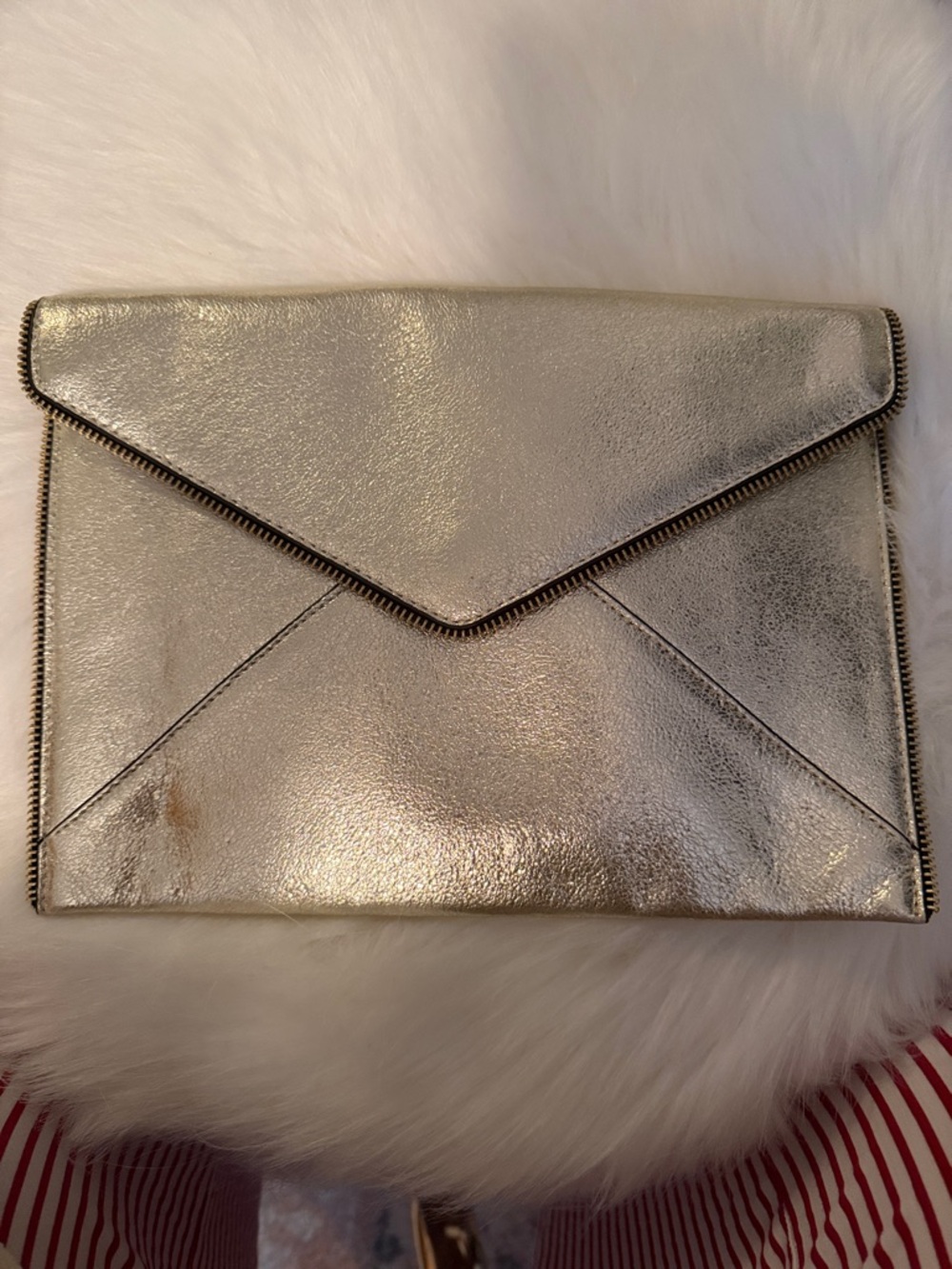 Rebecca Minkoff Metallic Silver Envelope Clutch
